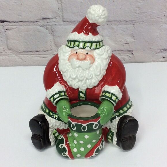 Fitz and Floyd Christmas Stocking Stuffers Lidded Santa Box 2007 Holidays Candy - Picture 5 of 13